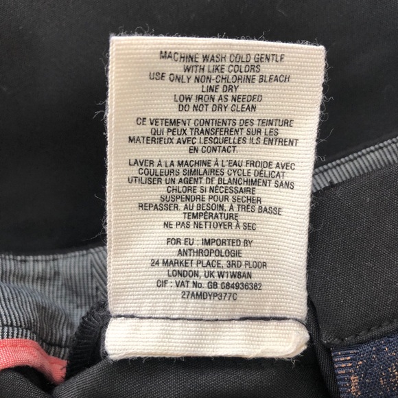 Cartonnier Anthropologie Charlie Brushstroke Trousers  Black Blue Crop Size 6 - Picture 8 of 10